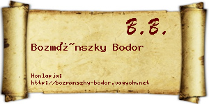 Bozmánszky Bodor névjegykártya